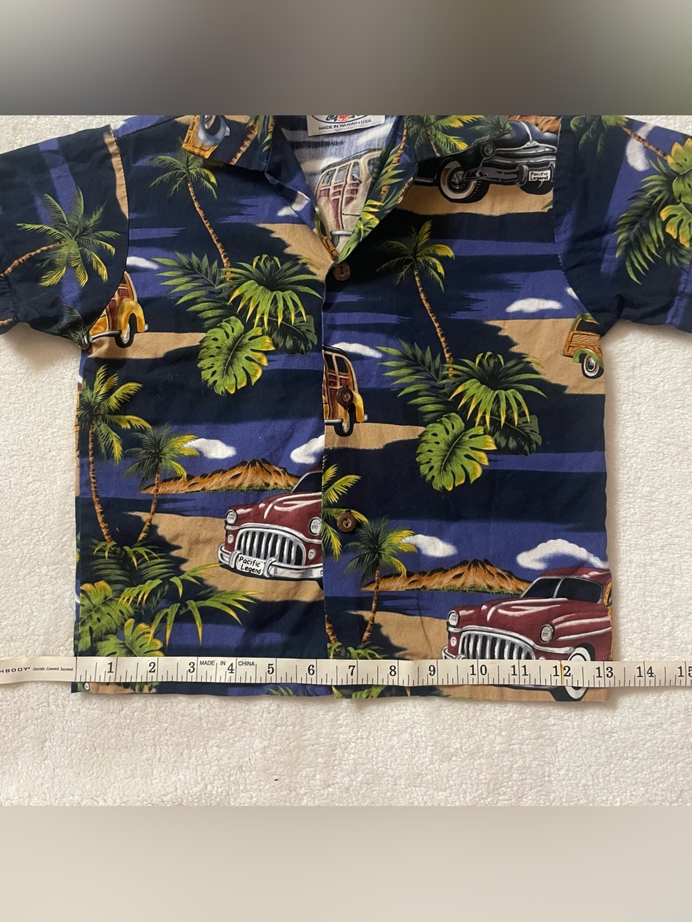 Pacific Legend Retro Palm Trees and Woody Wagons Button Down Shirt size 3T - Picture 7 of 11